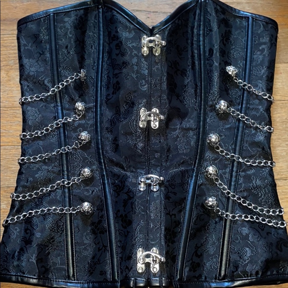 Brocade black steal chain corset